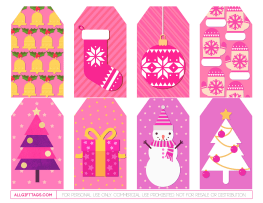 Pink Christmas Gift Tags