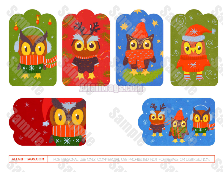Owl Christmas Gift Tags