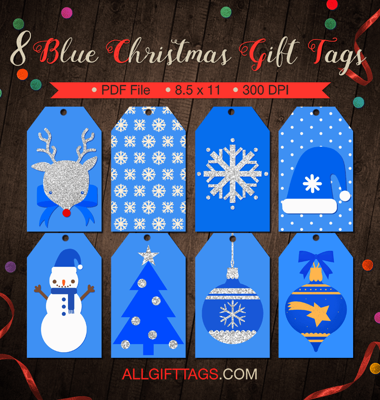 Blue Christmas Gift Tags