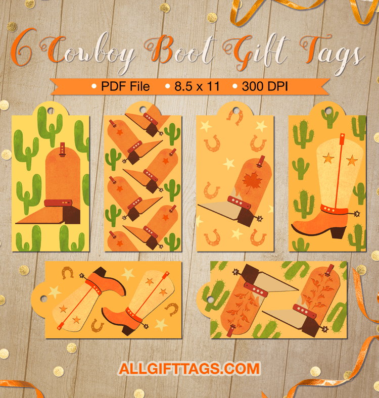 Cowboy Boot Gift Tags