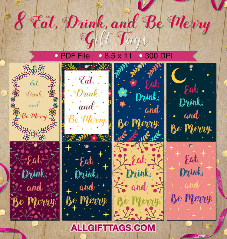 Eat, Drink, and Be Merry Gift Tags
