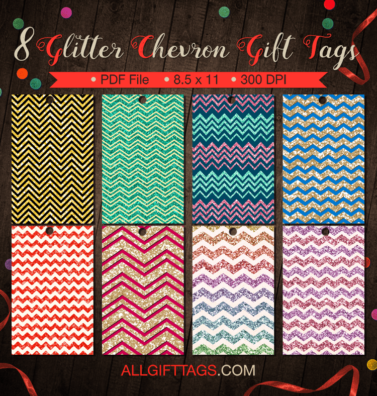 Glitter Chevron Gift Tags