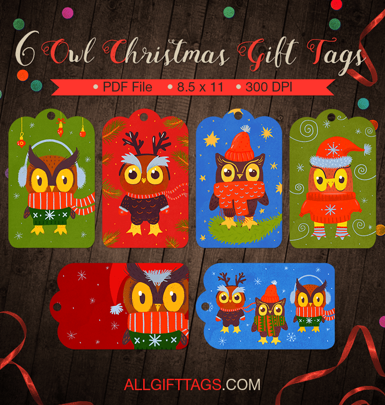 Owl Christmas Gift Tags